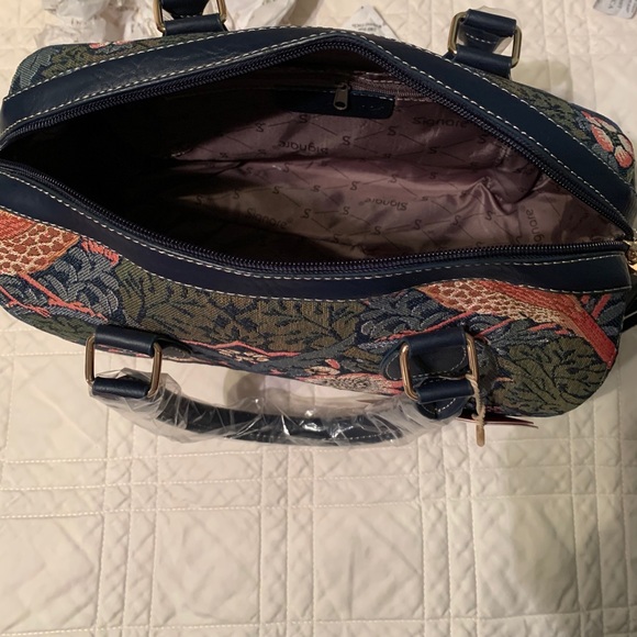 Signare  Strawberry Thief Blue Tapestry Handbag - Picture 9 of 11